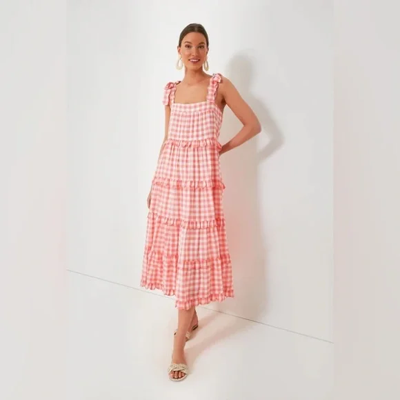 Tuckernuck | Dresses | Pink City Prints Gingham Tiered Maxi Dress Xs 0  Cotton Tiestrap Sundress | Poshmark